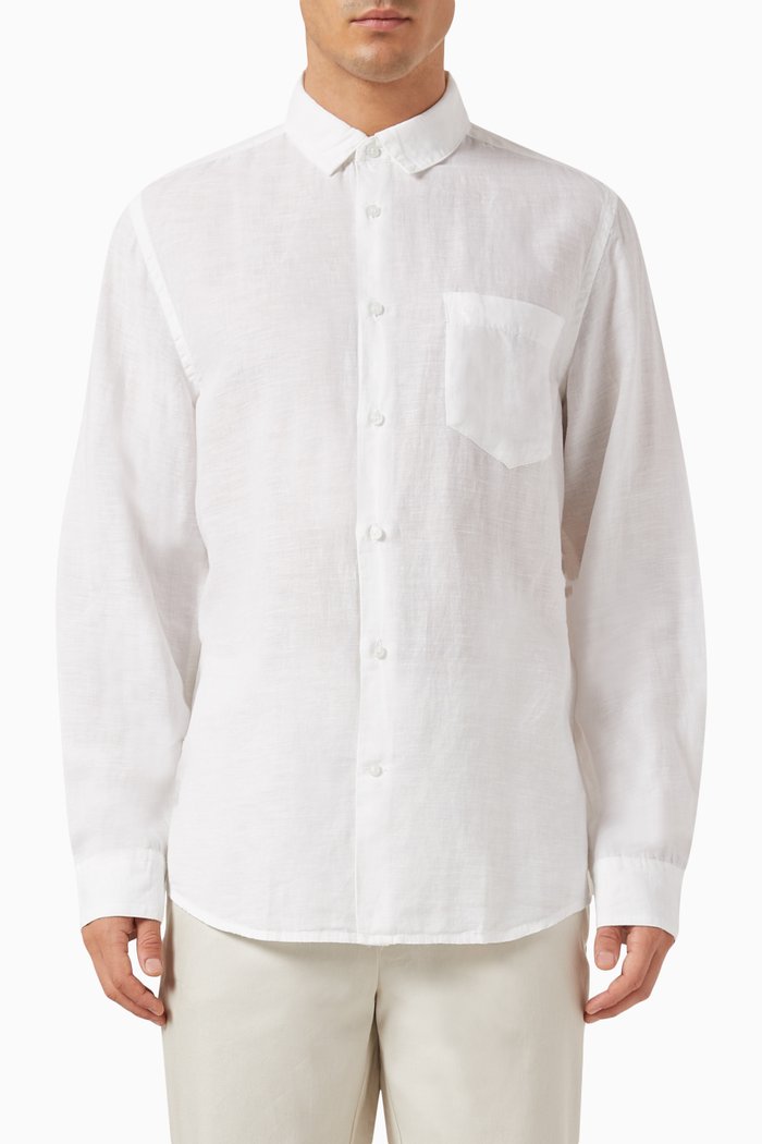 Button-up Shirt in Cotton & Linen, White