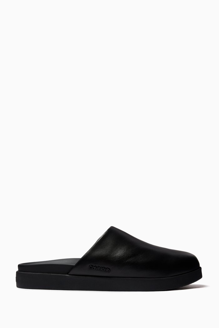 

Logo Embossed Mules in Leather, Black