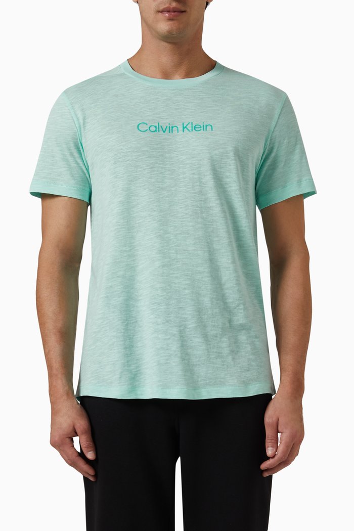 Logo T-shirt in Cotton-blend, Blue