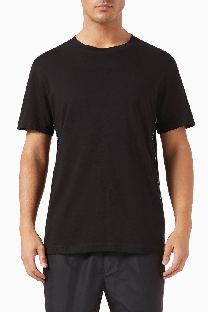 

Crew Neck Tape T-shirt in Cotton, Black