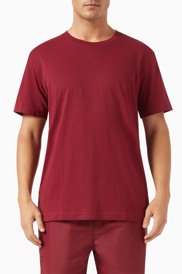 

Crew Neck Tape T-shirt in Cotton, Red