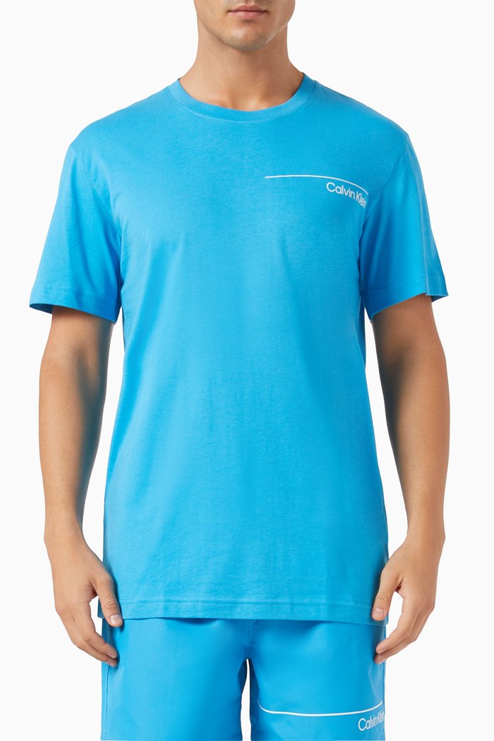 

Crew Neck Logo T-shirt in Cotton, Blue
