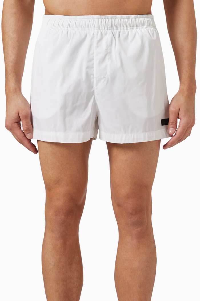 

Short Drawstring Swim Shorts in Recycled Polyester, White