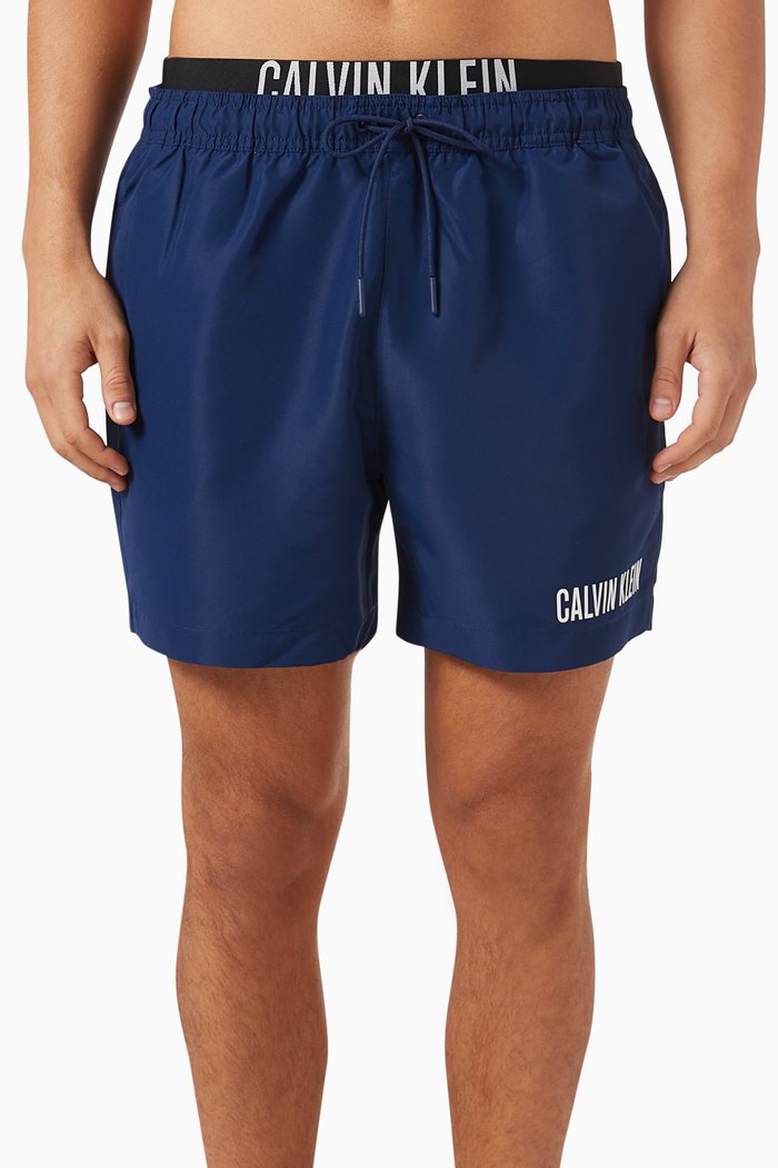 Intense Power Double Waistband Swim Shorts, Blue
