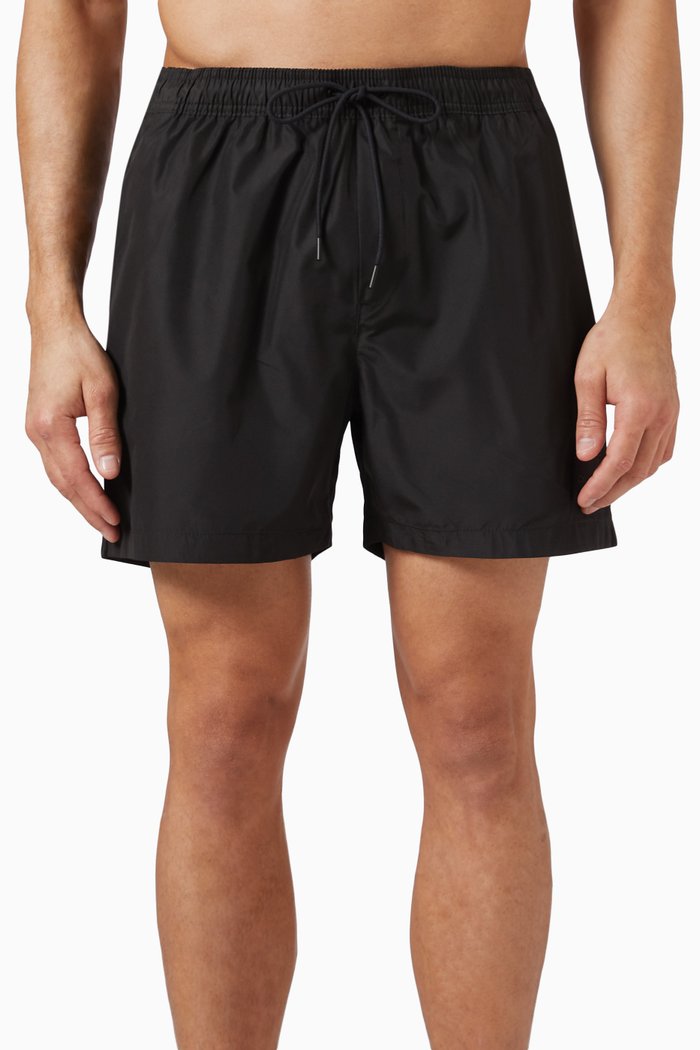 

Medium Drawstring Swim Shorts in Recycled Polyester, Black