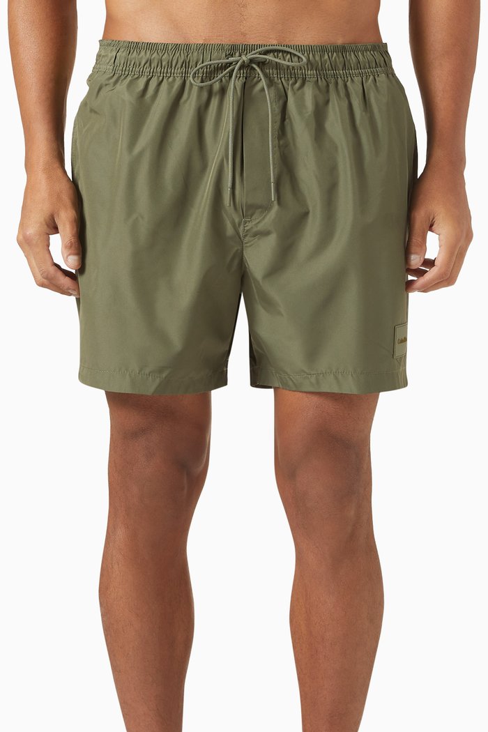

Medium Drawstring Swim Shorts in Recycled Polyester, Green