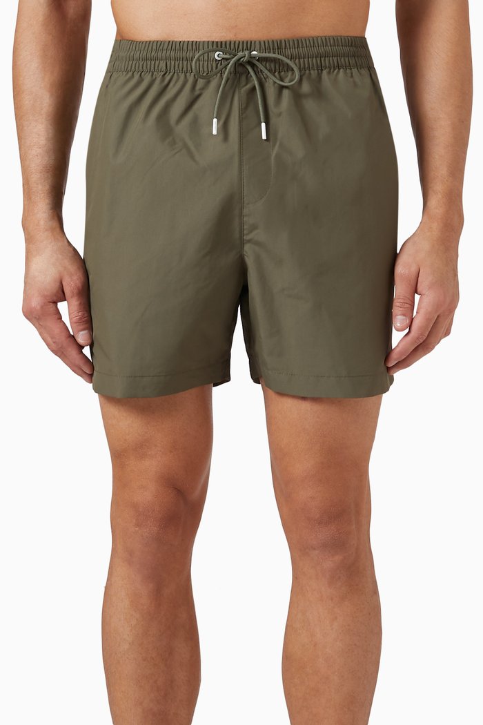 

Medium Drawstring Logo Tape Swim Shorts, Green