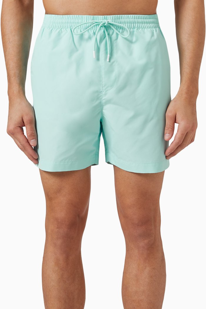 

Medium Drawstring Logo Tape Swim Shorts, Blue