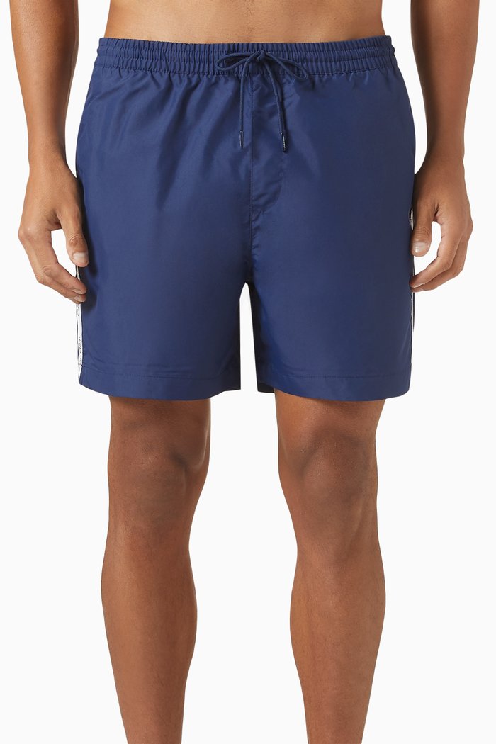 

Medium Drawstring Logo Tape Swim Shorts, Blue