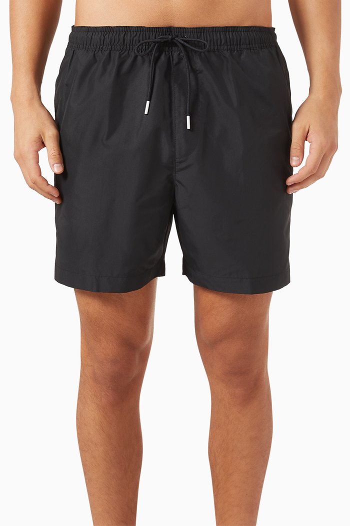

Medium Drawstring Swim Shorts in Recycled Polyester, Black