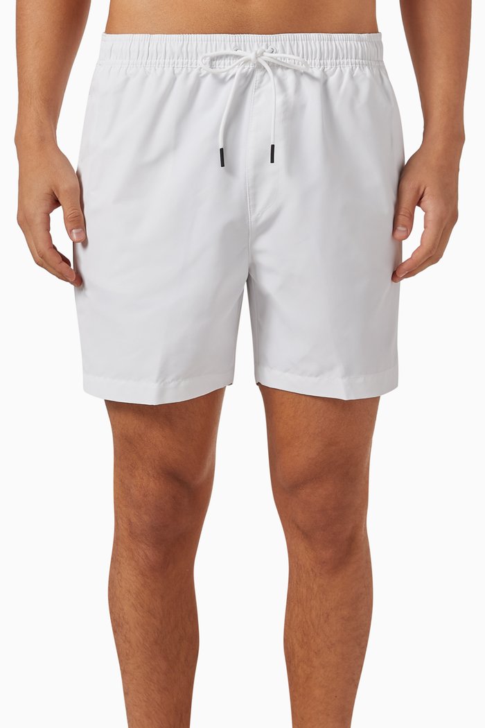 

Medium Drawstring Swim Shorts in Recycled Polyester, White