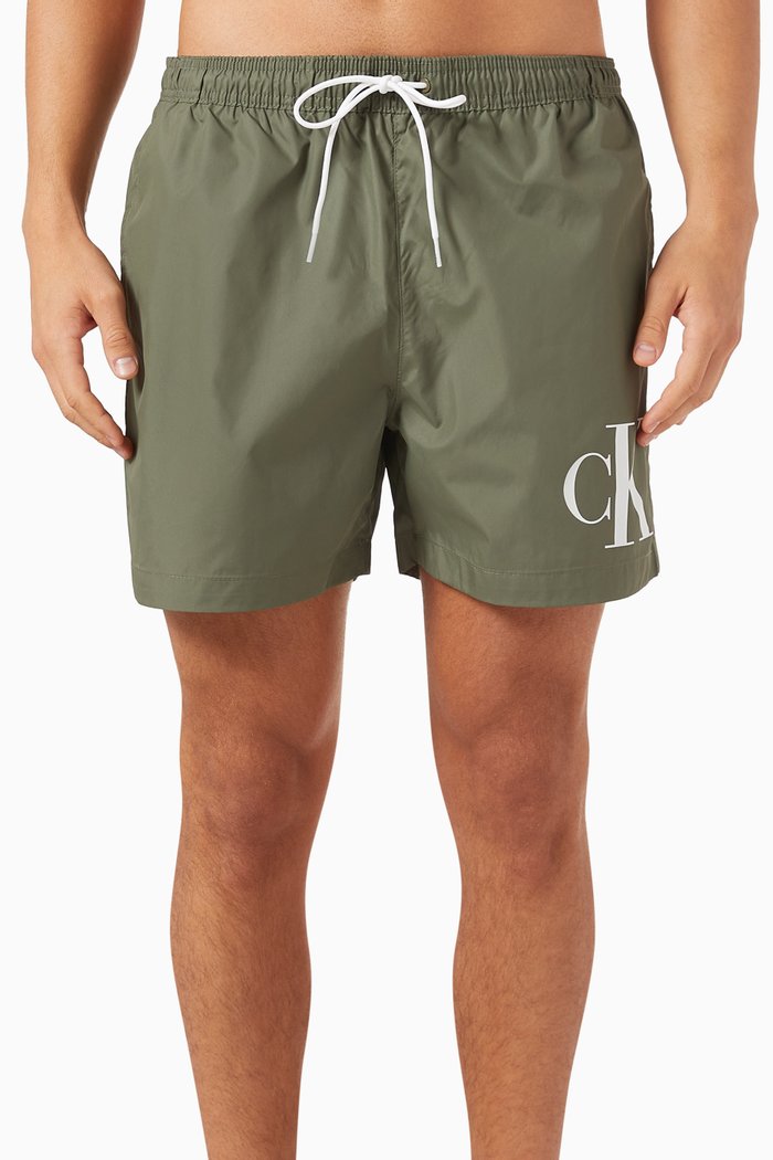 

Monogram Medium Drawstring Swim Shorts, Green