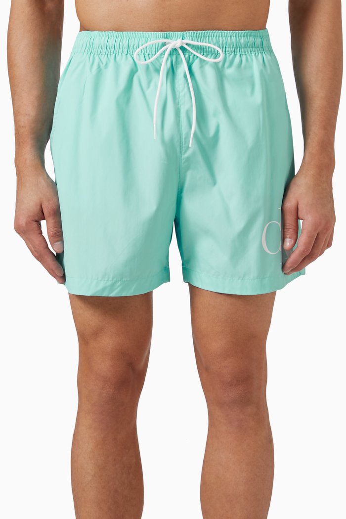 

Monogram Medium Drawstring Swim Shorts, Blue