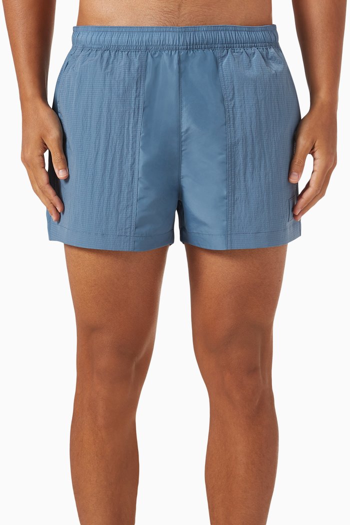 Short Ripstop Drawstring Swim Shorts in Nylon, Blue