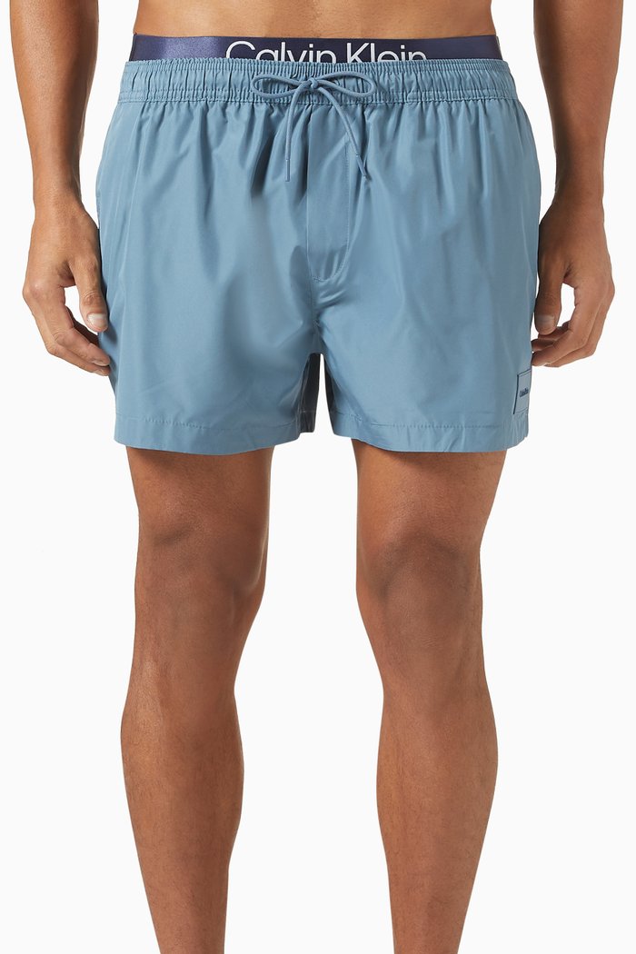 

Steel Short Double Waistband Swim Shorts, Blue