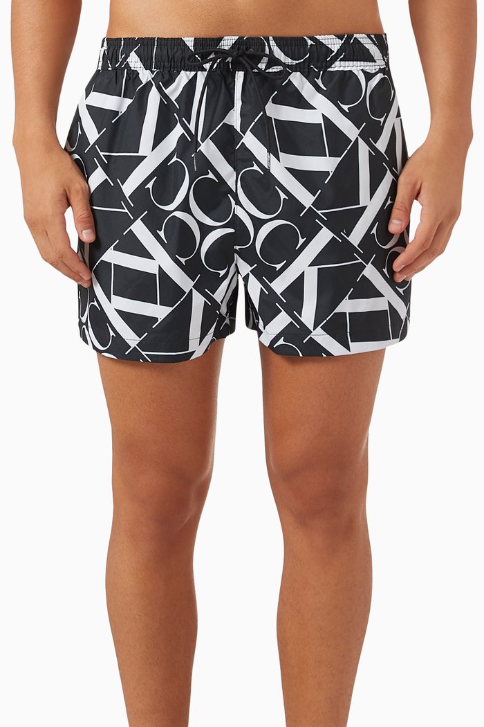 

Monogram Drawstring Swim Shorts, Black