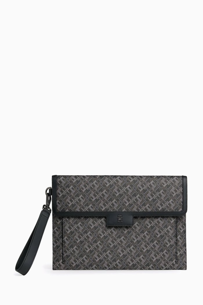 

Monogram Small Flap Pouch in Faux-leather, Black