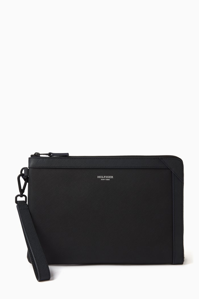 

Pouch Wallet in Saffiano-leather, Black