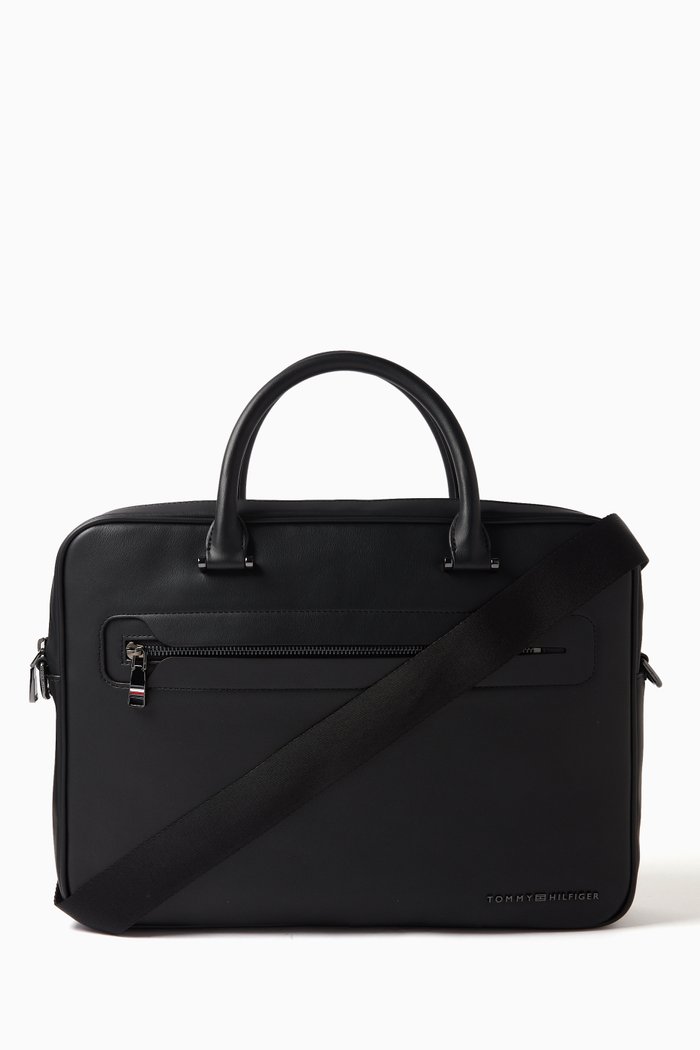 

Modern Small Laptop Bag in Faux-leather, Black
