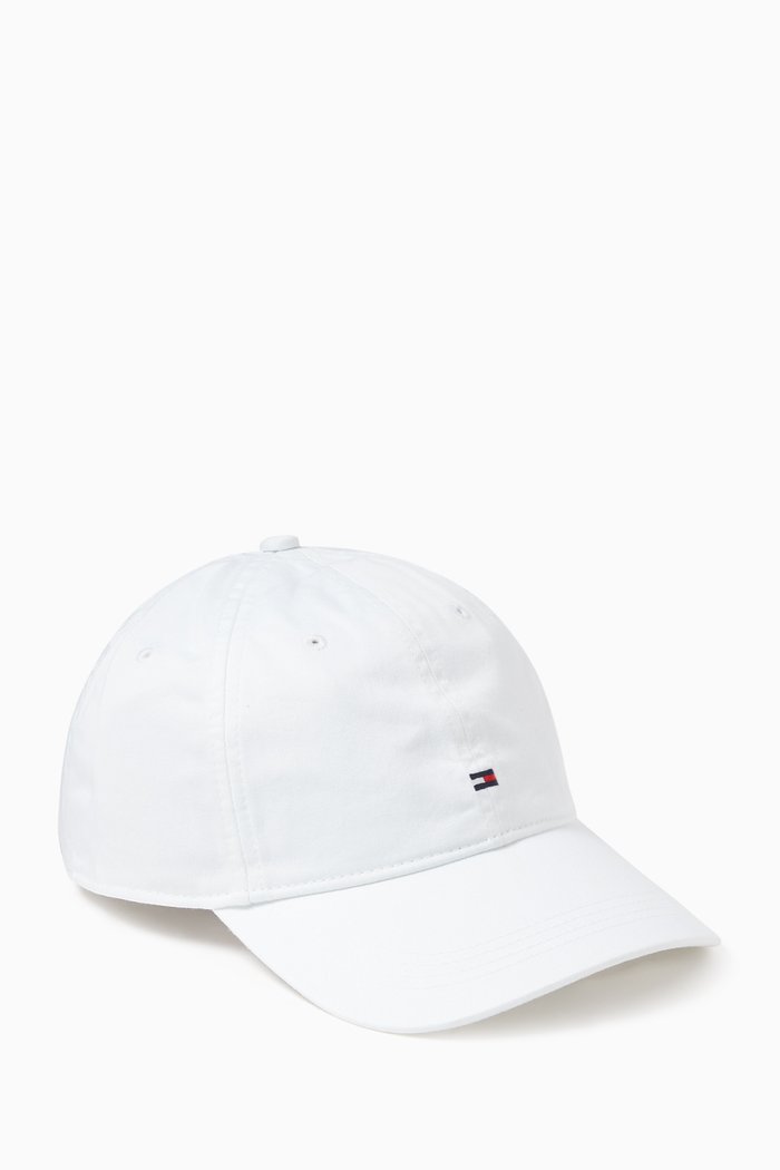 

Flag-embroidered Six Panel Cap in Cotton, White