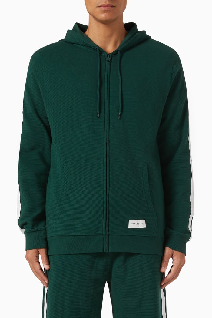 

Established Logo Tape Lounge Hoodie in Cotton, Green