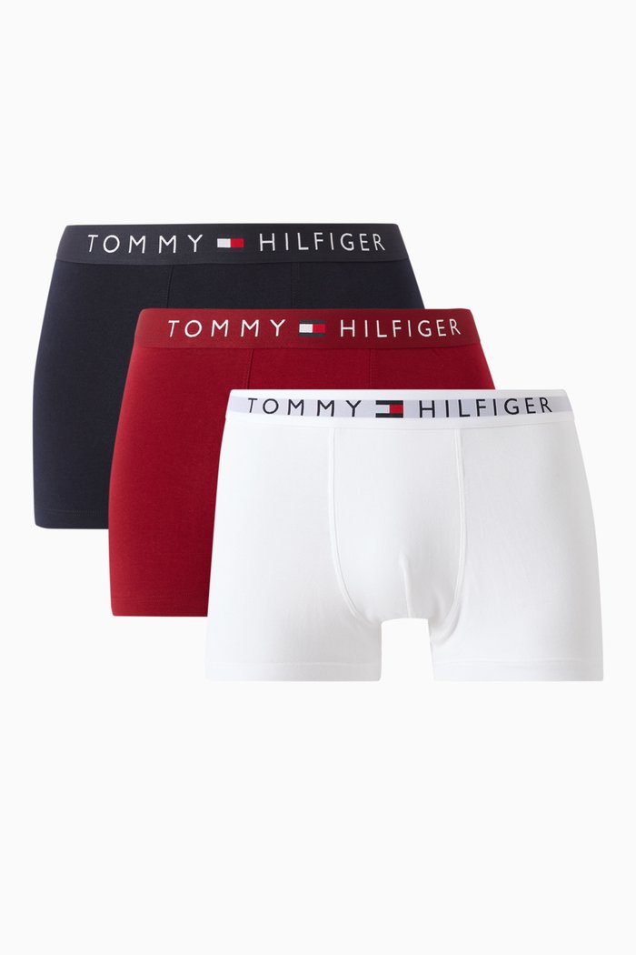 Original Logo Trunks in Cotton, Pack of 3, Blue