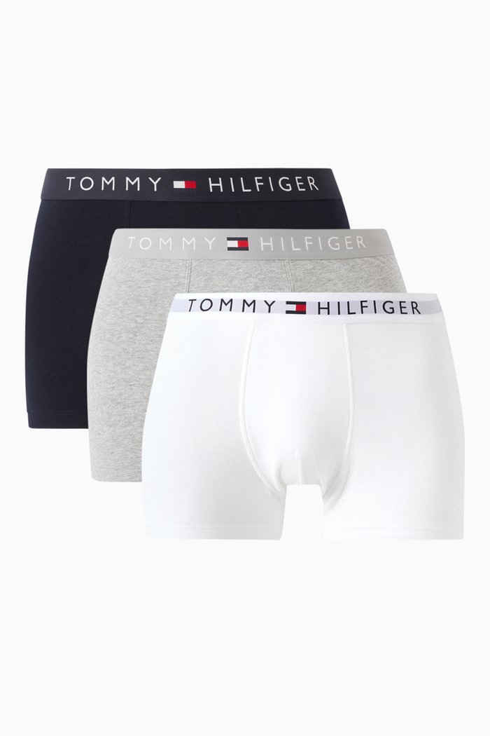 

Original Logo Trunks in Cotton, Pack of 3, Grey