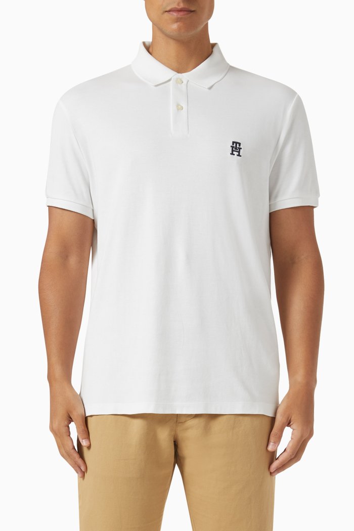 

Monogram Embroidery Polo Shirt in Cotton, White