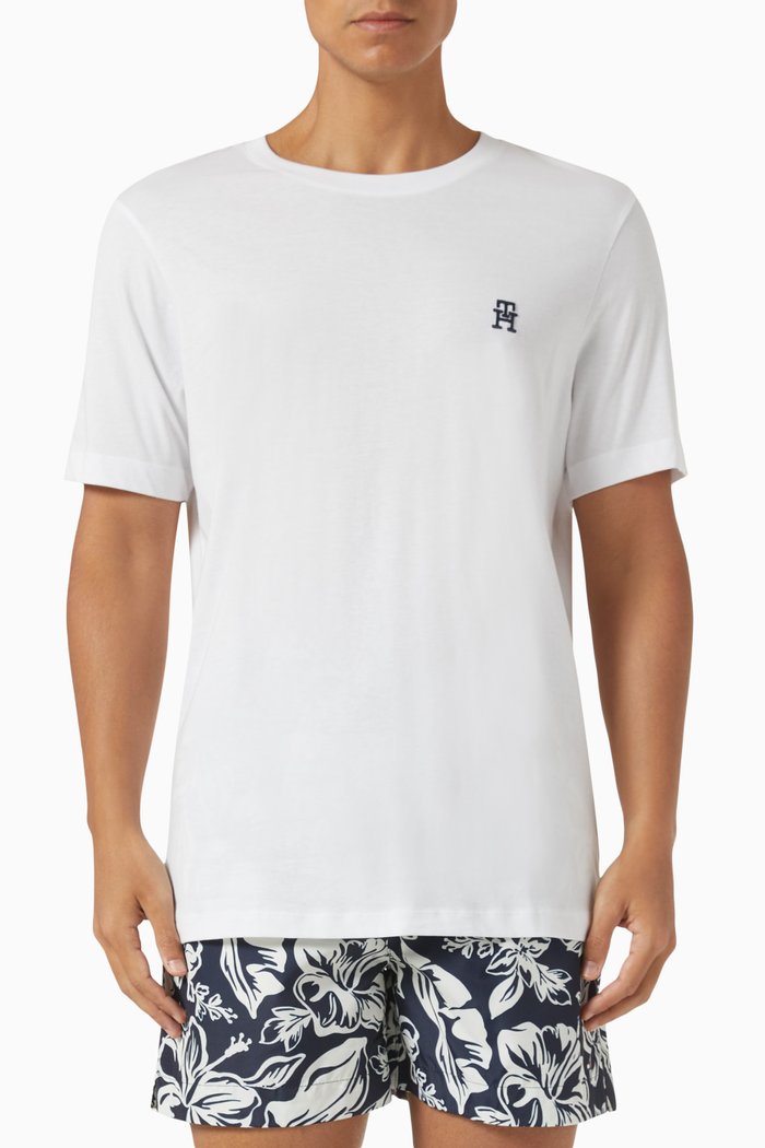 

Monogram Embroidery T-shirt in Cotton, White