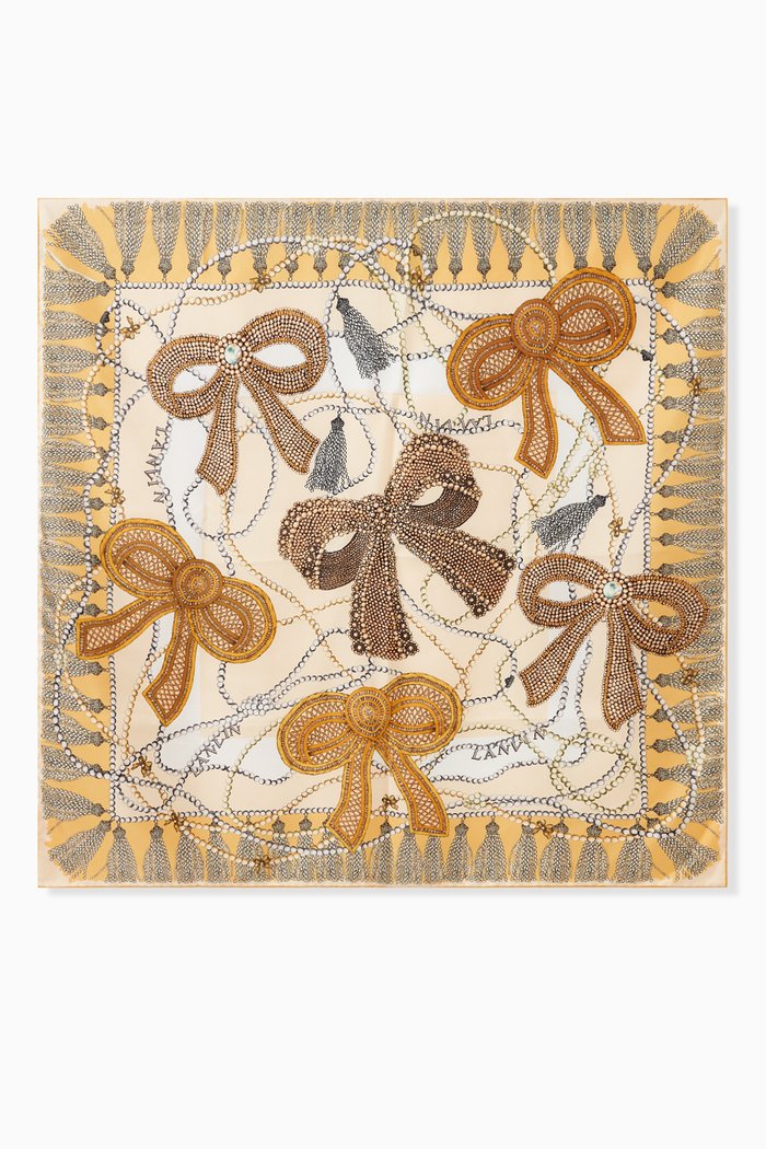 

Curb Lace-print Scarf in Silk, Yellow