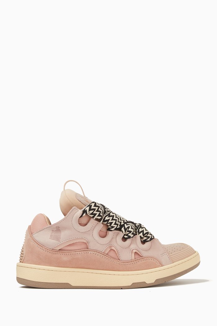

Curb Sneakers in Leather, Suede & Mesh, Pink