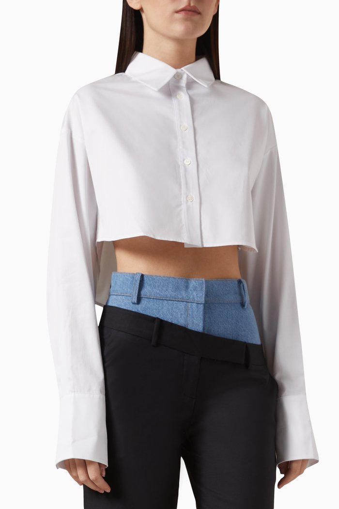 

Cropped Shirt in Cotton-poplin, White