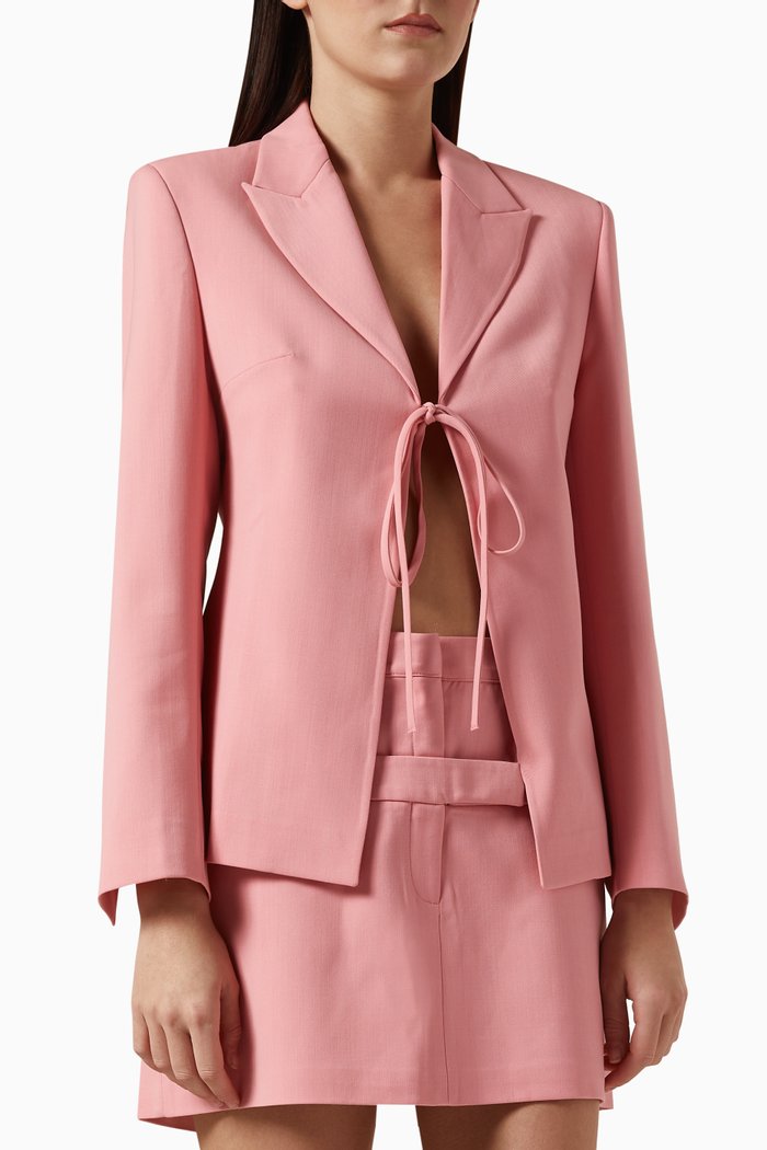 

Barbie Self-tie Blazer in Soft-wool, Pink