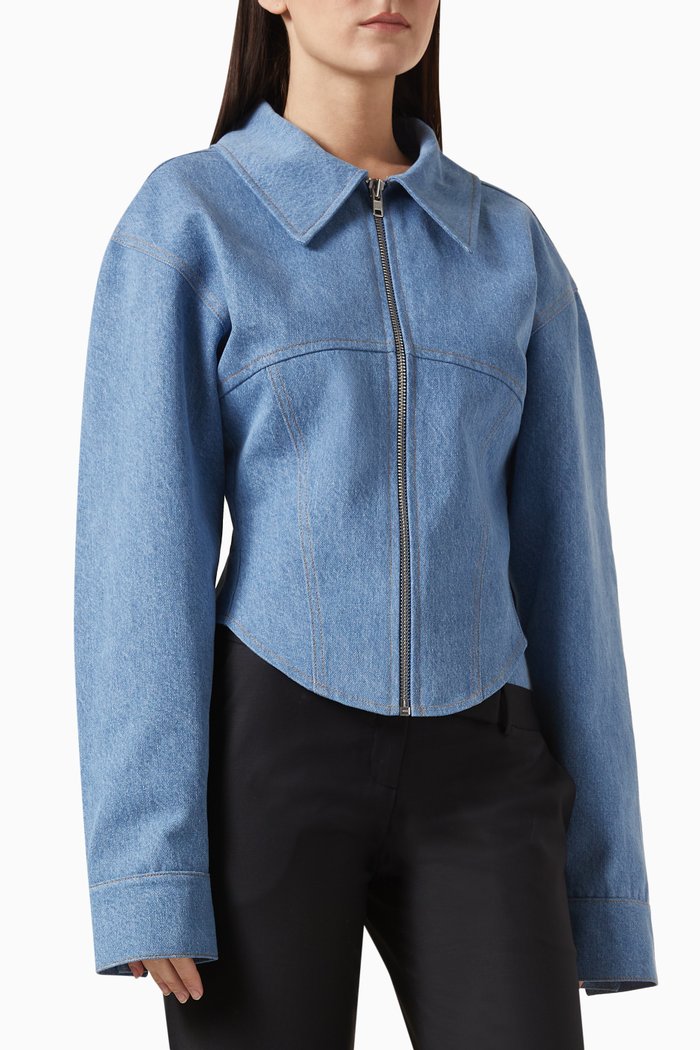 

Nina Zip Jacket in Denim, Blue