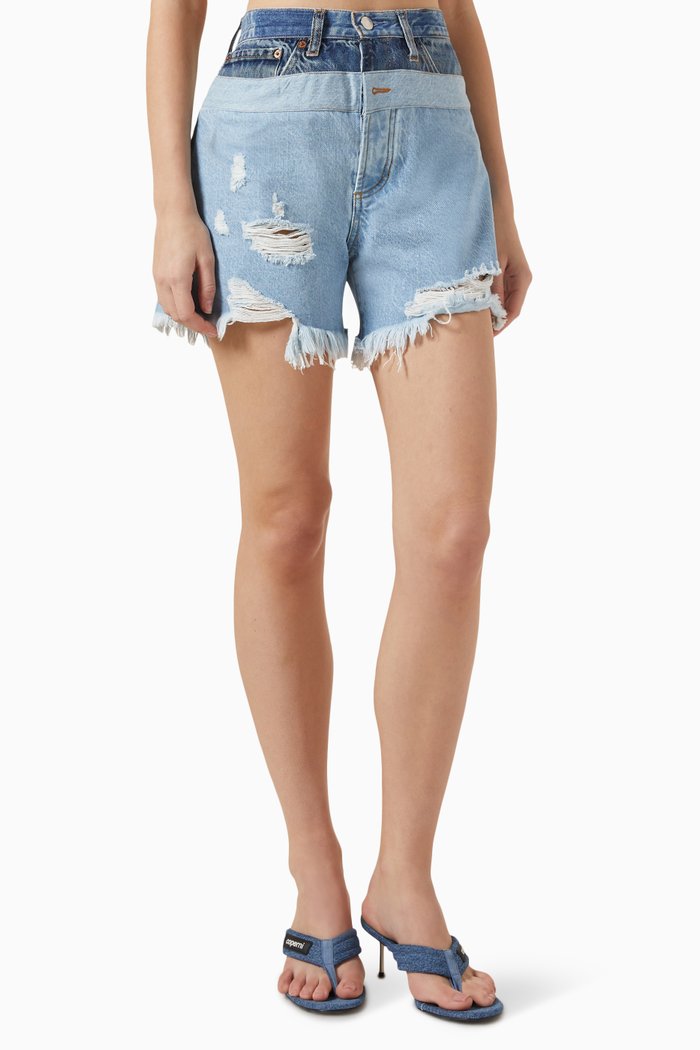 

Double Waisted Shorts in Denim, Blue