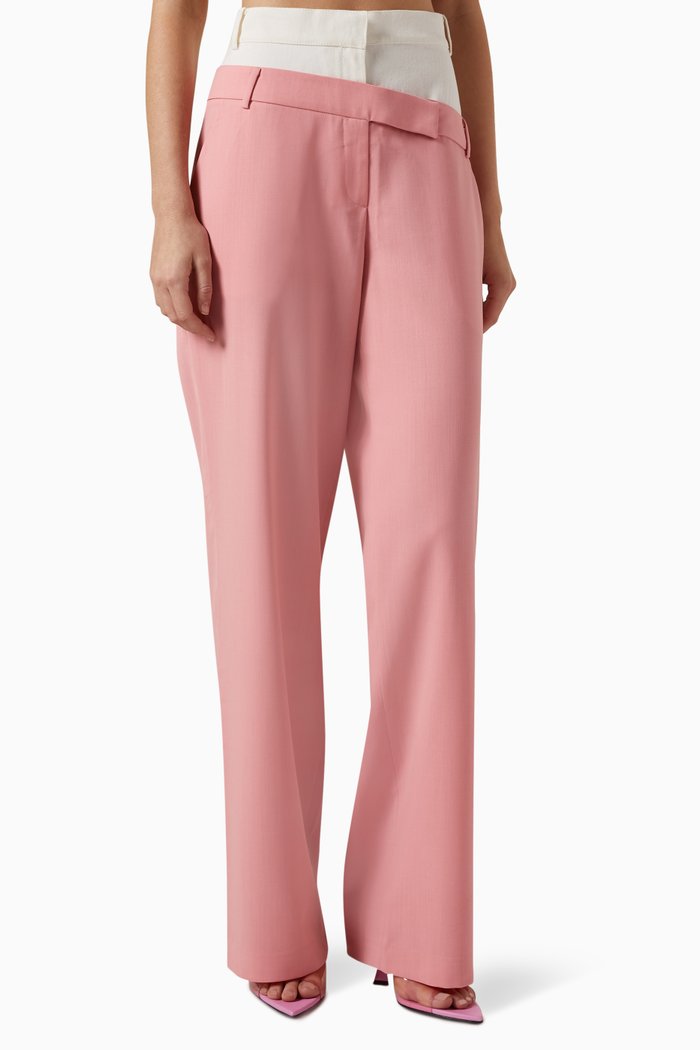 

Double Waisted Pants in Denim & Wool, Pink
