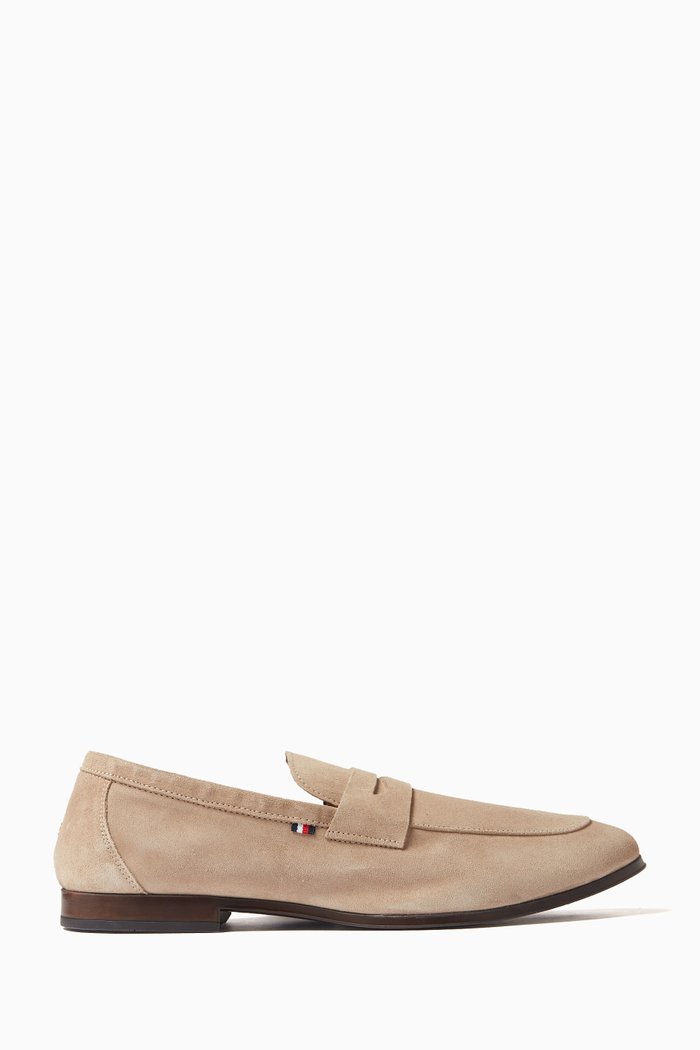 

Flexible Lightweight Loafers in Suede, Neutral