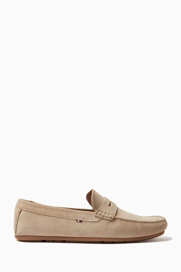 

Flag Cleat Driver Shoes in Suede, Neutral