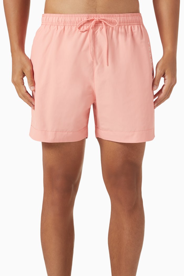 Medium Original Logo Swim Shorts in Recycled Polyester, Pink