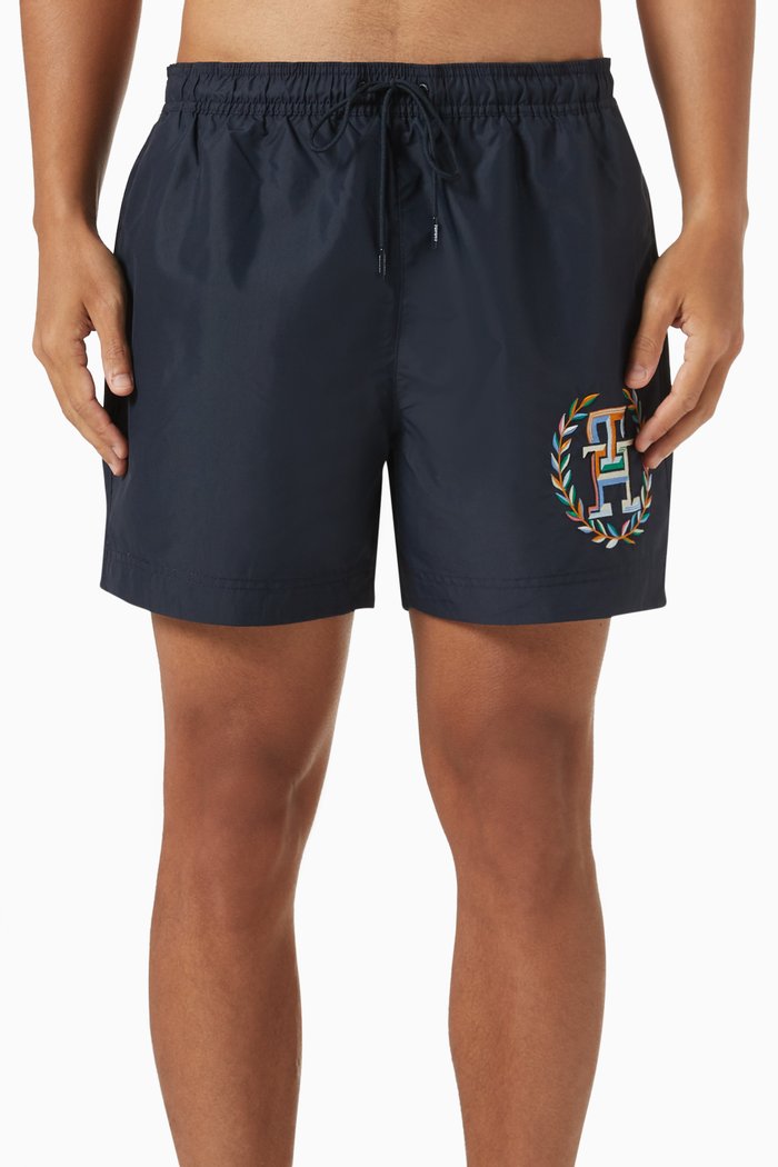 

Medium Logo Print Swim Shorts in Recycled Polyester, Blue