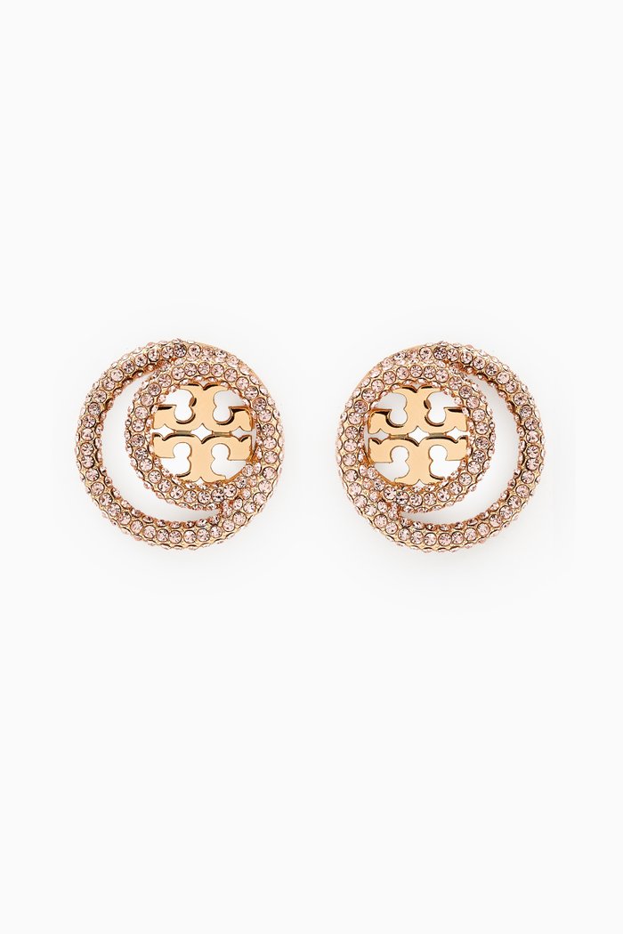 

Miller Pavé Double Ring Stud Earring in Gold-plated Brass