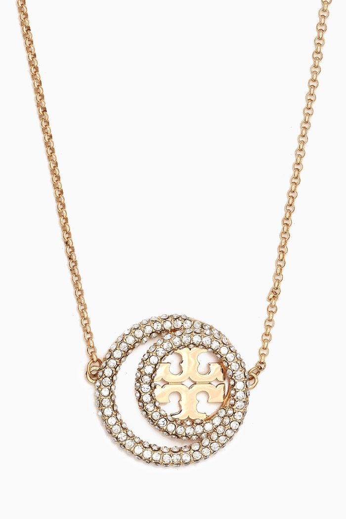 

Miller Pavé Double Ring Pendant Necklace in Gold-plated Brass