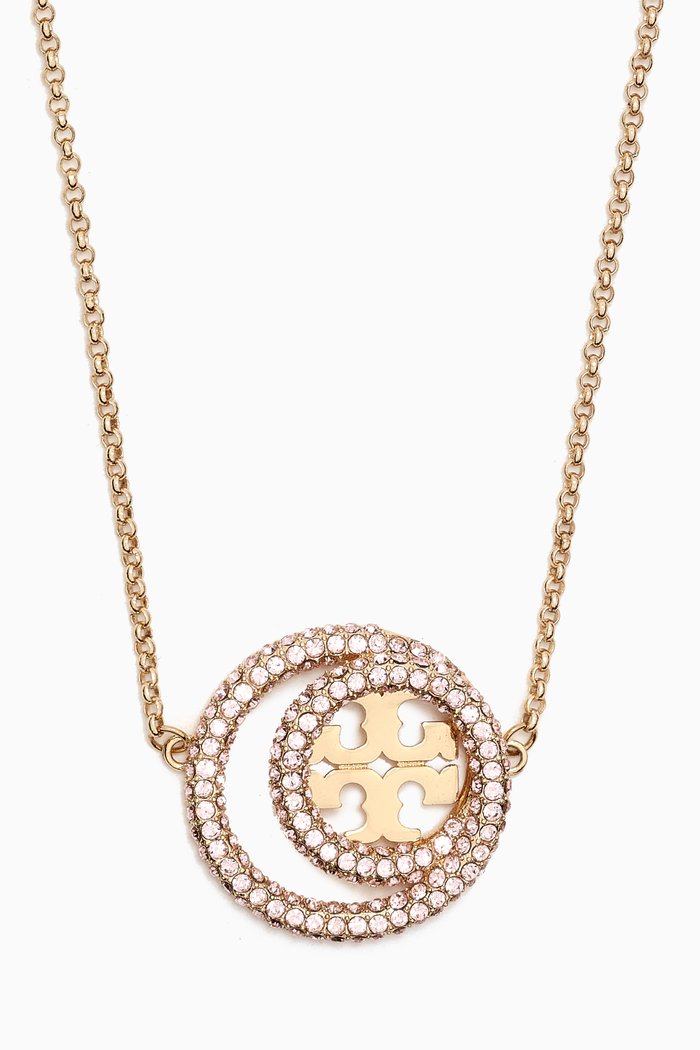 

Miller Pavé Double Ring Pendant Necklace in Gold-plated Brass