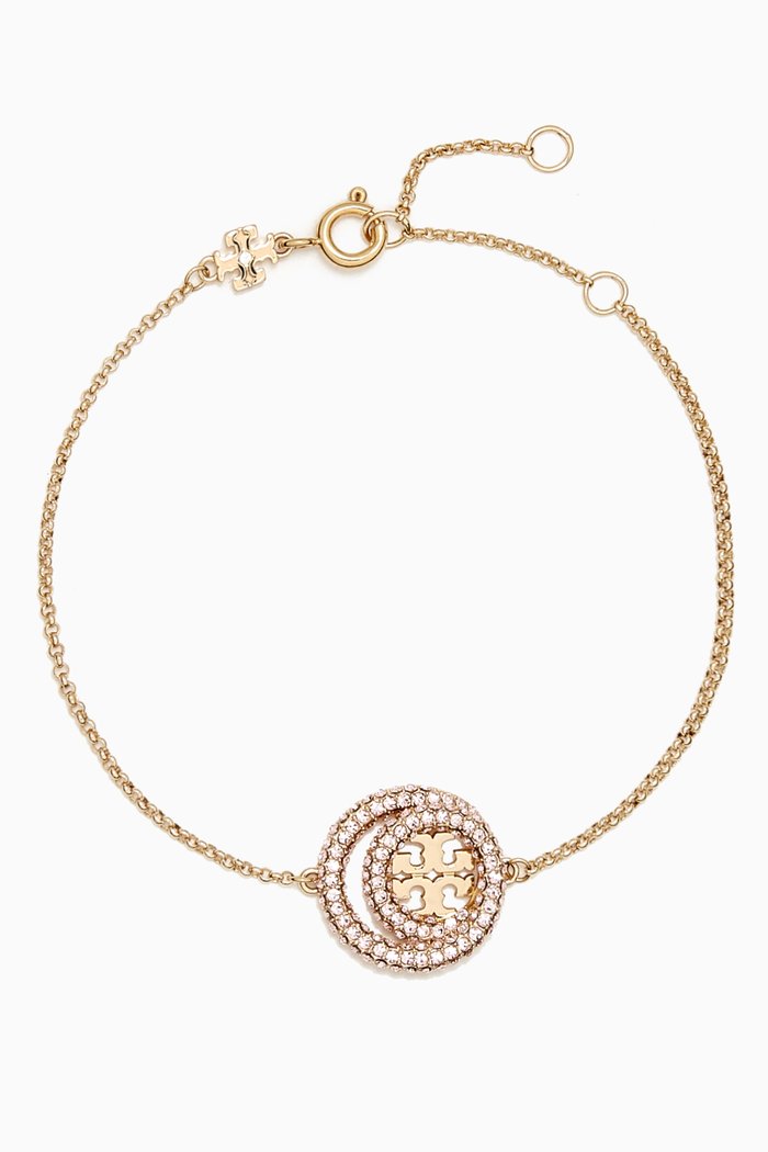 

Miller Pavé Double Ring Chain Bracelet in Gold-plated Brass