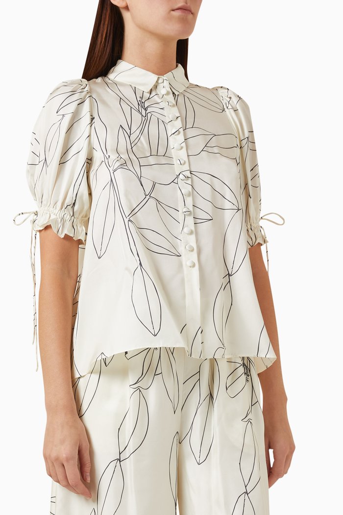

Sara Printed Shirt in Silk Twill, White