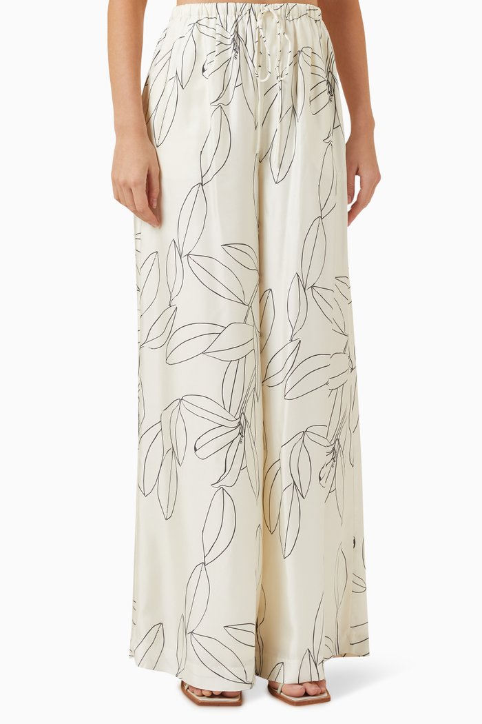 

Sophia Printed Pants in Silk-twill, White
