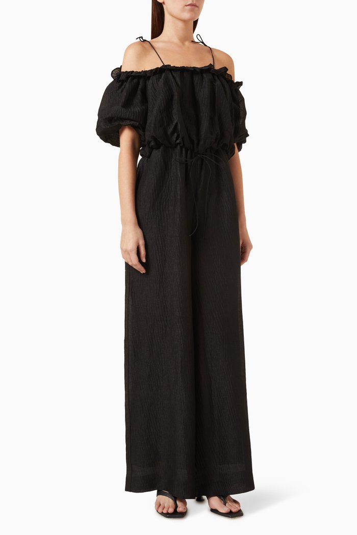 

Alicia Jumpsuit in Linen-silk Blend, Black