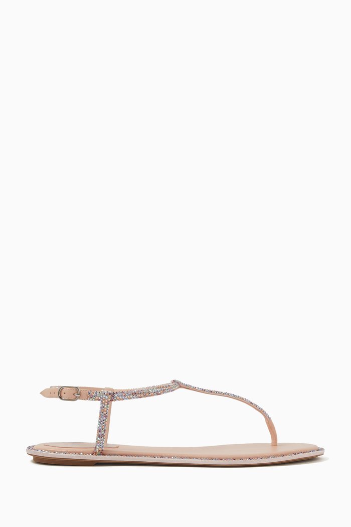 

Diana Embellished Flat Sandals in Leather, Pink