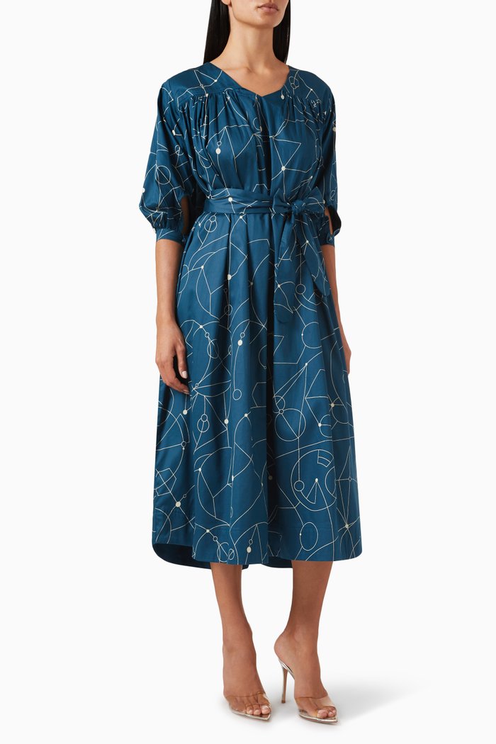 

Aris Midi Dress in Cotton, Blue