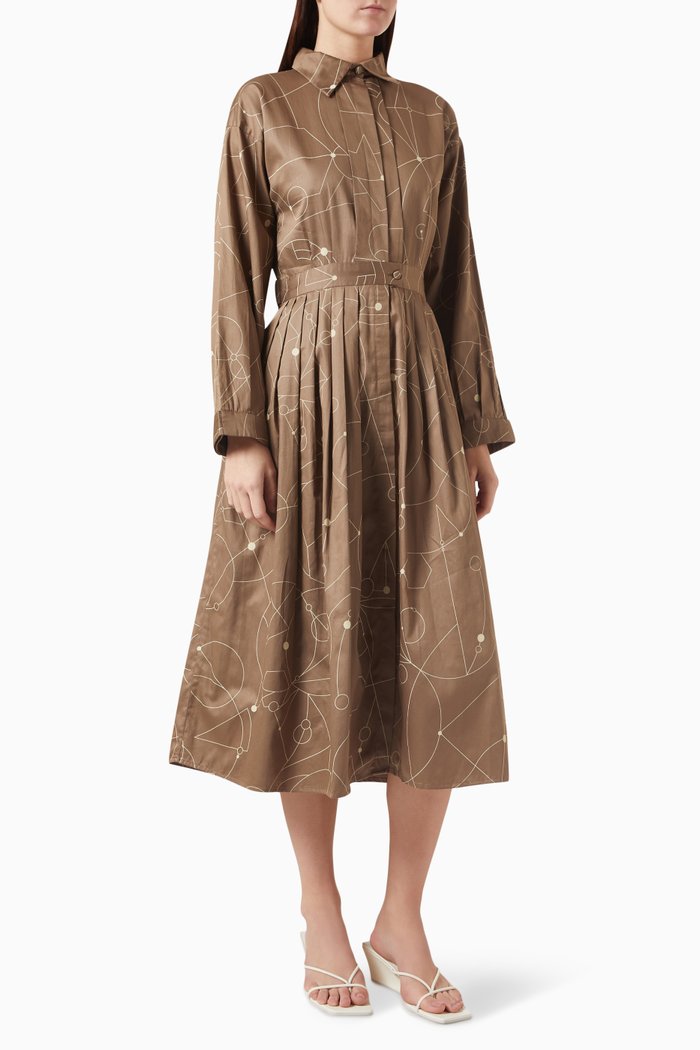 

Quinn Midi Dress in Cotton, Brown
